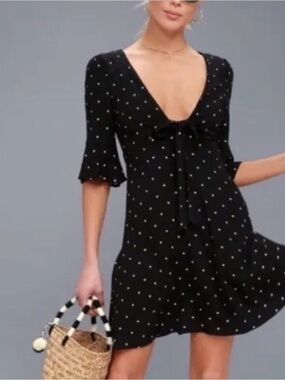 Free people all yours polka dot a-line dress